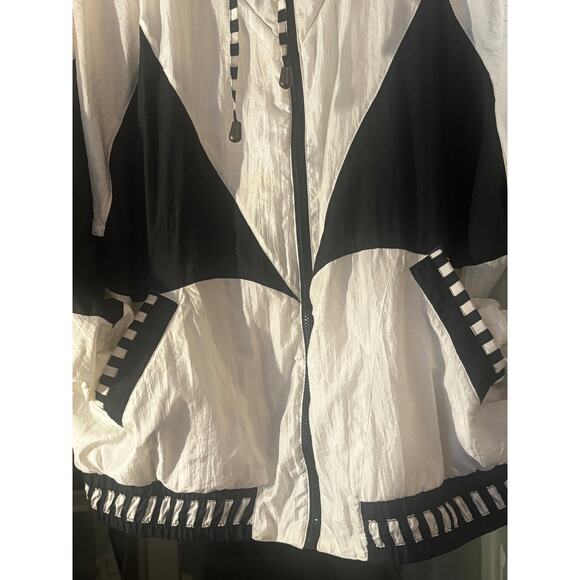 Rivers Edge Vintage 80s 90s Windbreaker Abstract Geometric Black & White 2X - Picture 3 of 8